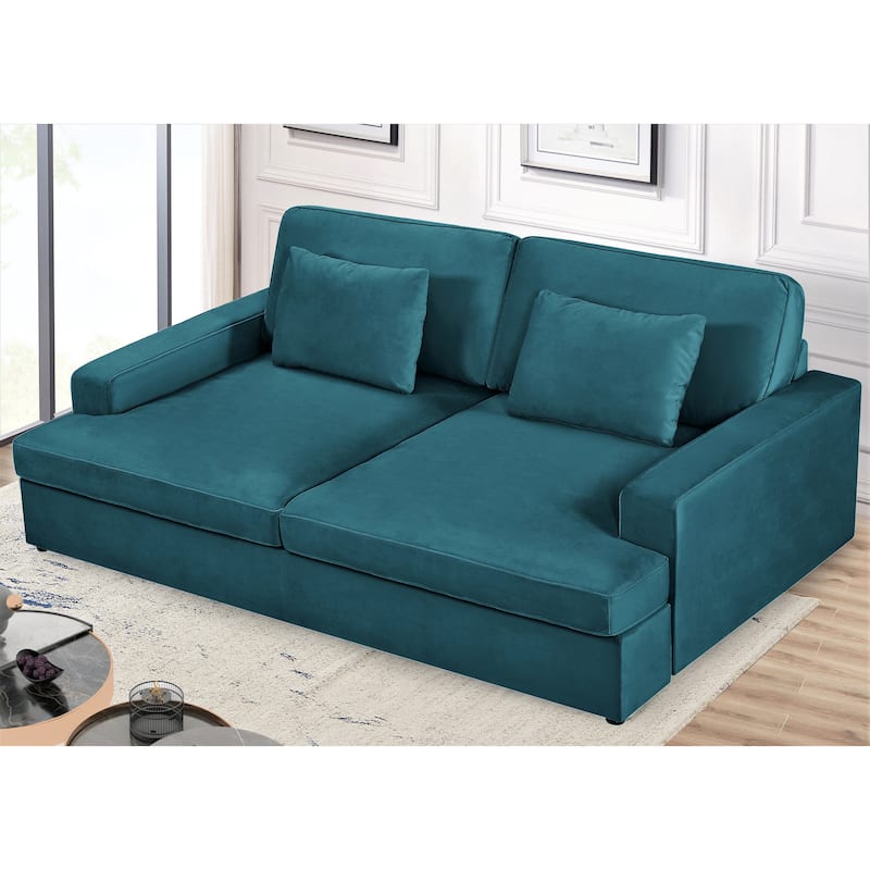 94.49''W Velvet Square arms Oversized Sofa / twin-sized Sofa Bed