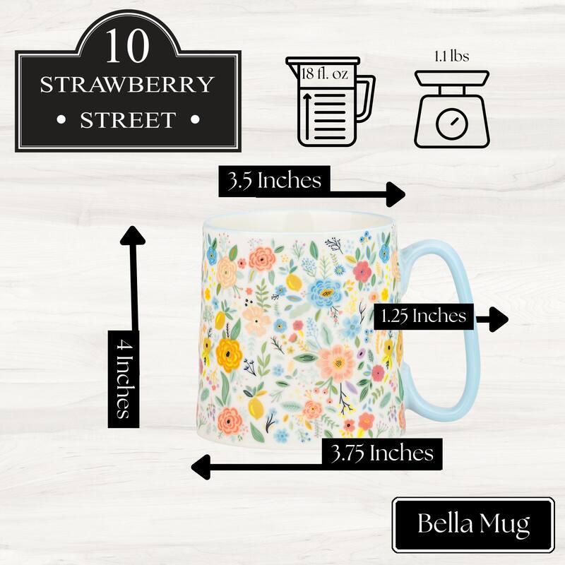 10 Strawberry Street Bella Flora Mugs, Set of 4