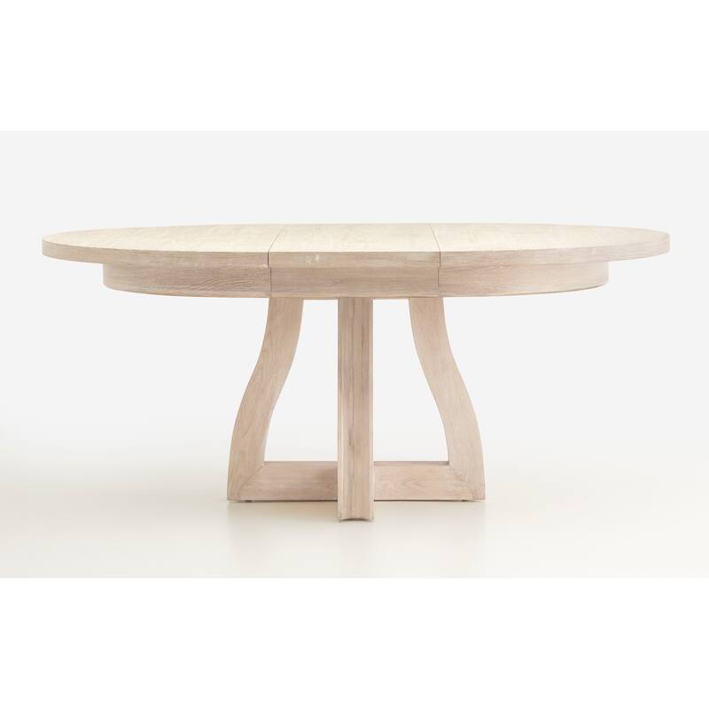 Magnussen Home Herringbone Ridge White 54" Extendable Round Dining Table - 54''W x 54''D x 30''H