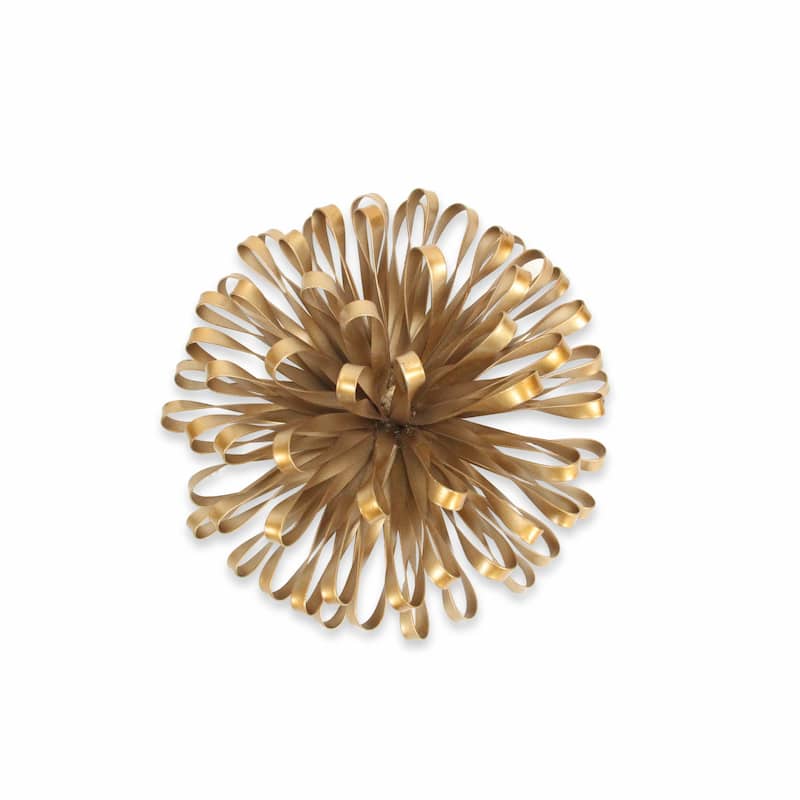 HomeRoots 4" Gold Metal Abstract Bloom Painted Sculpture - 4.25" H x 8.5" W x 8.5" D
