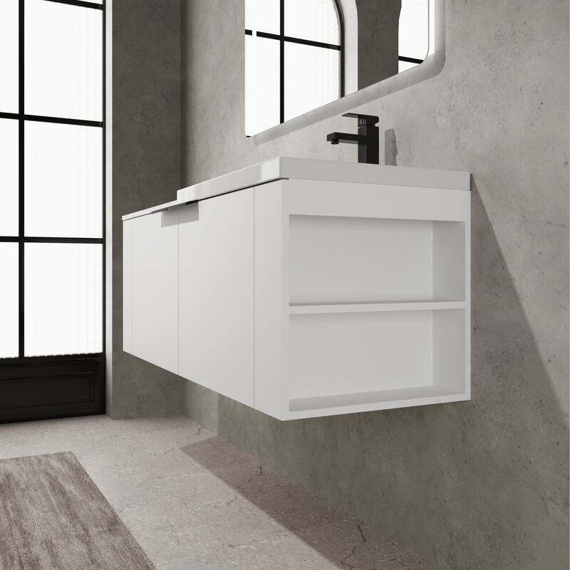 48" Oak Bathroom Vanity Sink Cabinet Set with Soft-Close Doors, Modern Bathroom Storage Solution