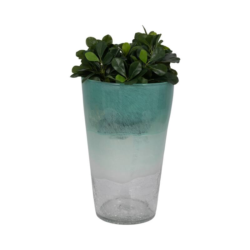 Sagebrook Home Fluted Glass Vase, Aqua Haze