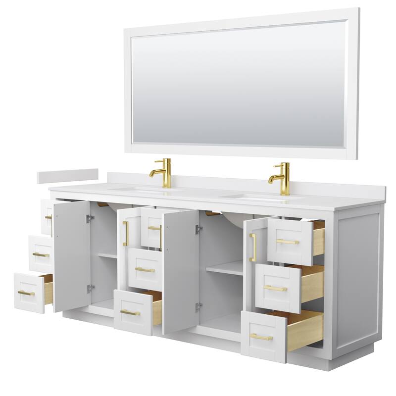 Miranda Double Vanity Set, Cultured Marble Top, 70-Inch Mirror