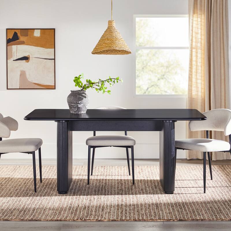 Middlebrook Designs 68" Modern Dining Table with Reeded Base - Black
