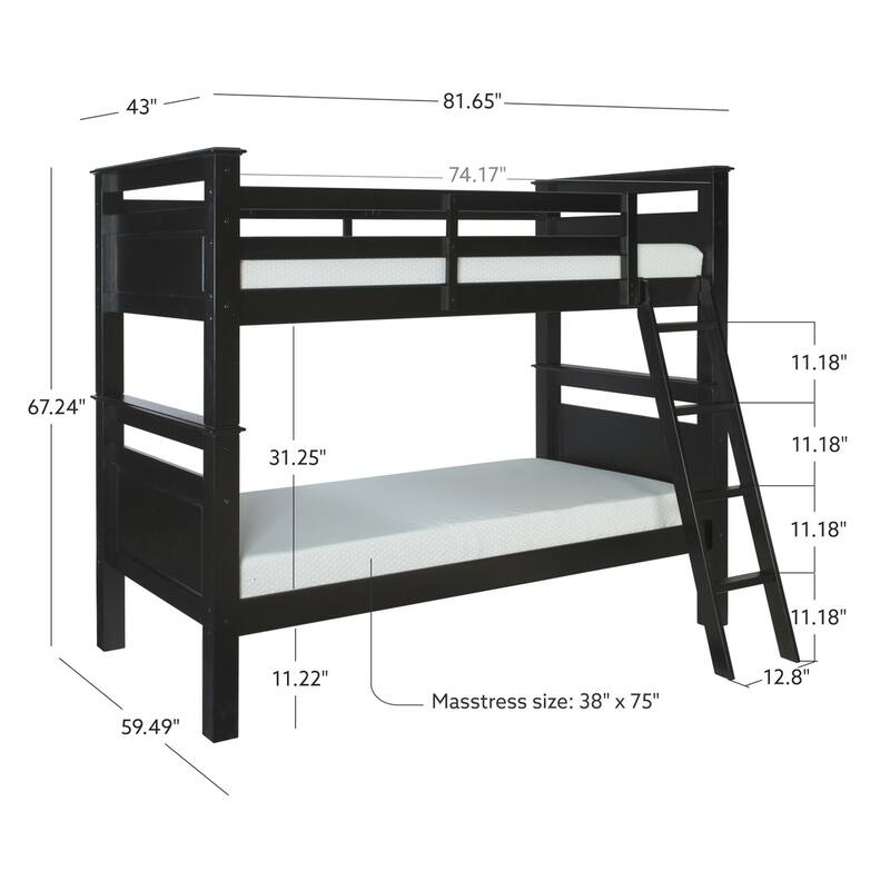 Linon Beckett Wood Twin Over Twin Bunk Bed