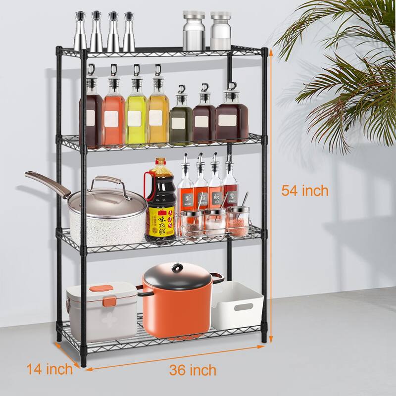4 Tier Adjustable, NSF Storage Shelving Unit, Steel Wire Shelves Garage Shelving Storage Racks