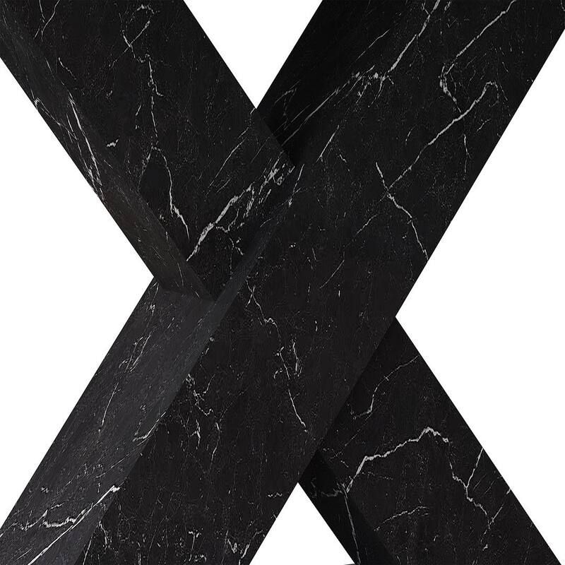 62.99" Faux Marble Rectangular Extendable Dining Table with X-Legs and Metal Base