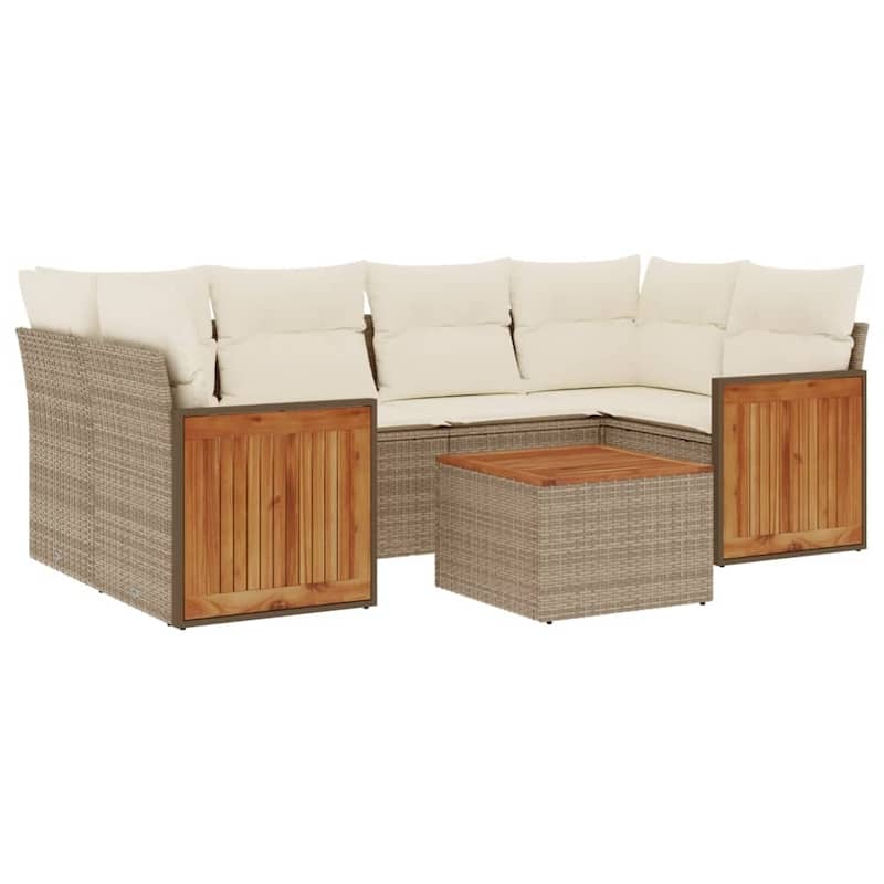vidaXL Patio Sofa Set with Cushions Outdoor Furniture 7 Piece Poly Rattan