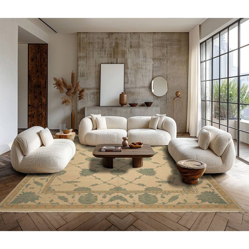 7'10''x9'10'' Hand Knotted Flatweave Wool Ivory Nourison Nourmak Soumak Rug - 7' 10'' x 9' 10'' - 7' 10'' x 9' 10''