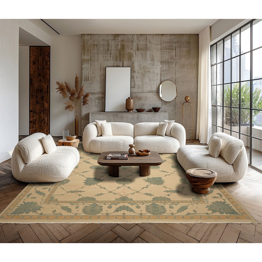 7'10''x9'10'' Hand Knotted Flatweave Wool Ivory Nourison Nourmak Soumak Rug - 7' 10'' x 9' 10''
