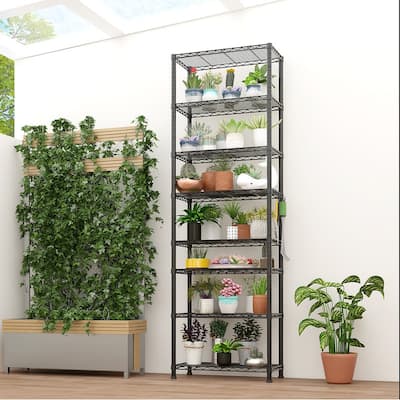 8 tier Heavy Duty Storage Adjustable Metal Shelves 78.74" H Wire Shelving Unit with Wheels 1600LBS NSF