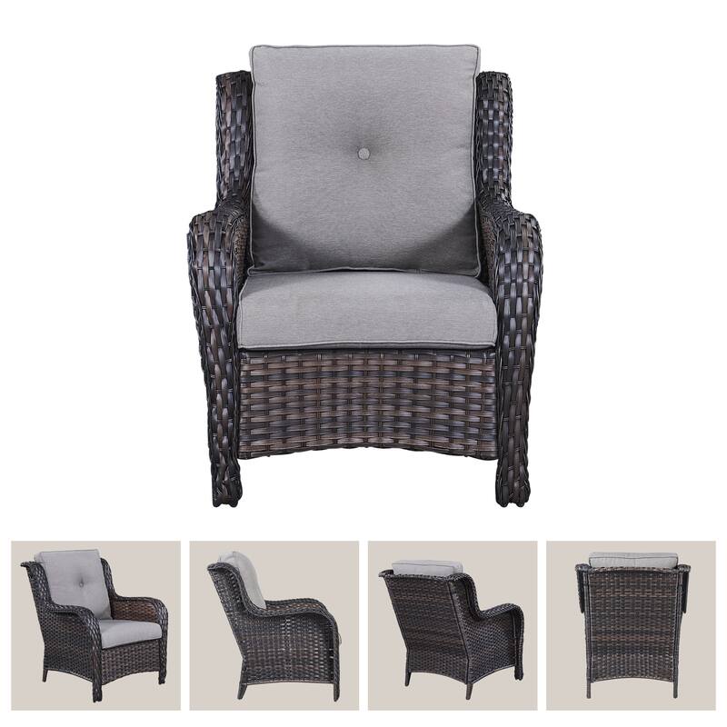 Gymojoy 5-Piece Outdoor Patio Sofa Chair with Ottoman Furniture Set