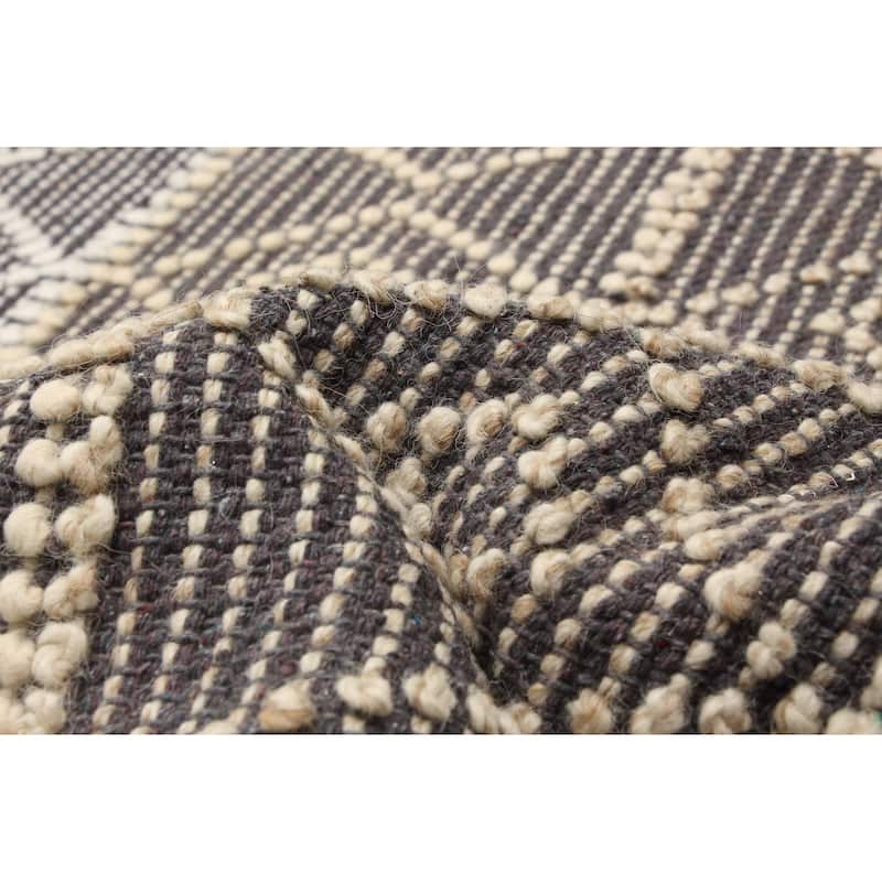 ECARPETGALLERY Braid weave Sienna Grey Wool Rug - 5'0 x 7'10