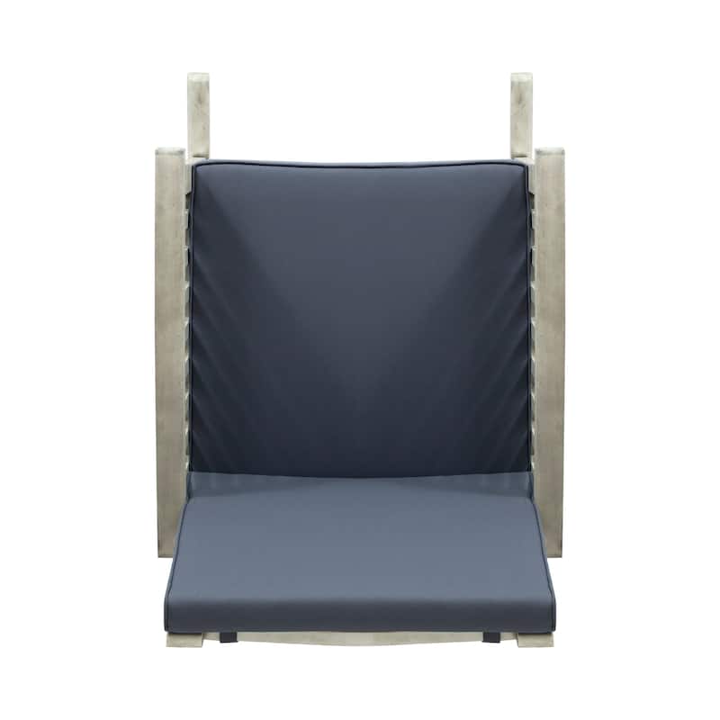Roomfitters Casa Acacia Rocking Chair, Outdoor Patio Rocker with Slatted Arms & Cushion, Rustic Weathered Wood Finish, Grey