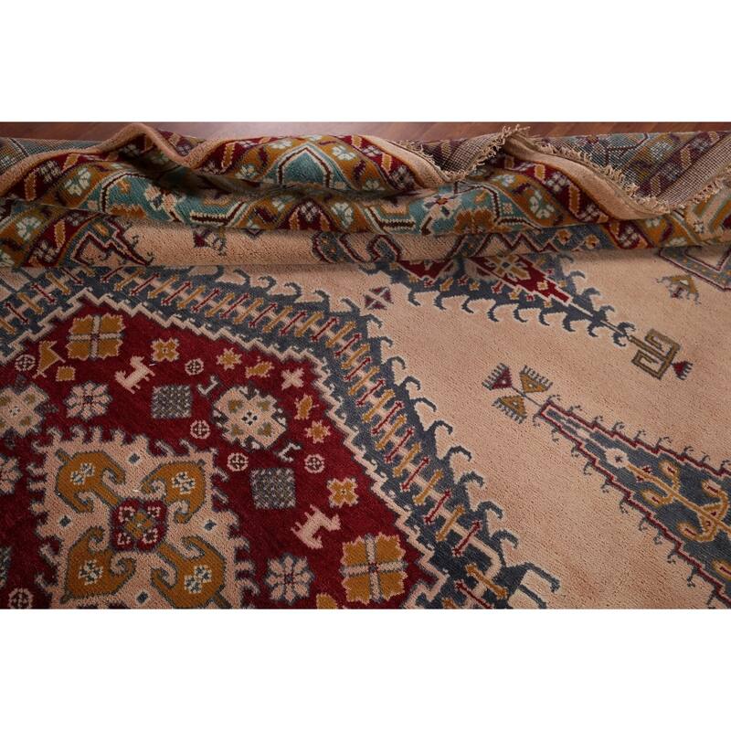 Geometric Viss Indian Large Area Rug Hand-Knotted Wool Carpet - 9'7"x 14'1"