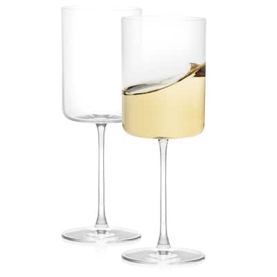JoyJolt Claire European Crystal White Wine Glasses 11.4 oz, Set of 2