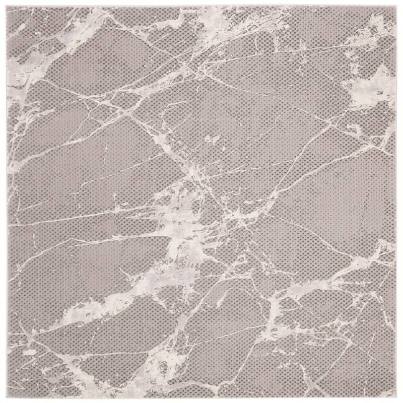 SAFAVIEH Lurex Rosita Modern Abstract Polyester Rug - 6'7" Square - Grey/Ivory