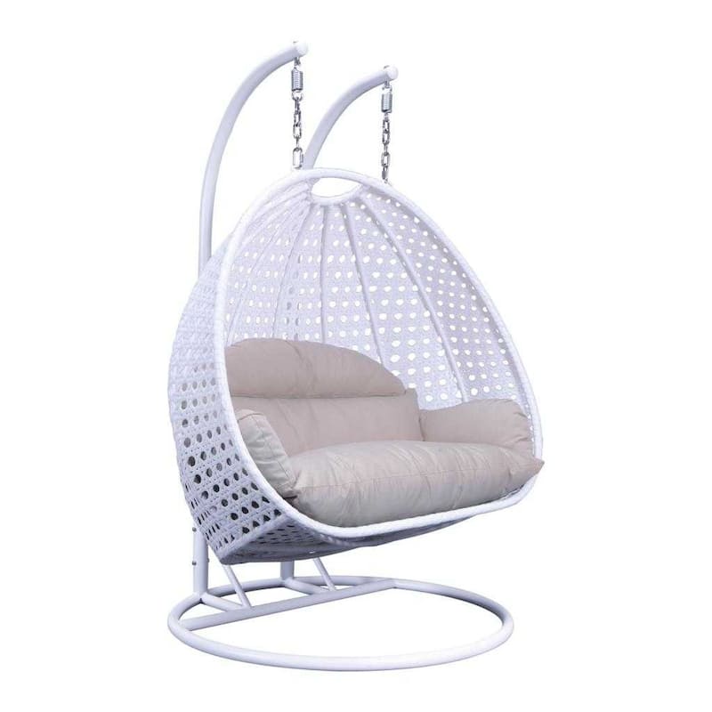 LeisureMod 2-Person Patio Hanging Egg Chair Cover in 600D Oxford Fabric with Waterproof PVC Lining Outdoor Swing Chair
