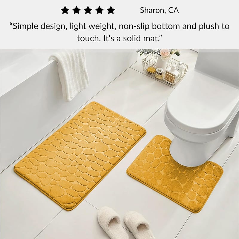 Memory Foam Contour Bath Mat Pebble Design 18x20