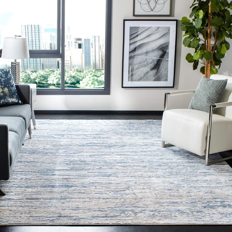 SAFAVIEH Amelia Modern Abstract Rug - 10' x 14' - Ivory/Blue - Rectangle