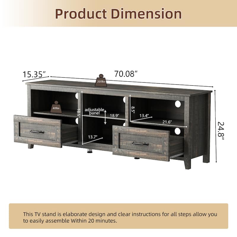 70 Inch Length TV Stand for Living Room and Bedroom