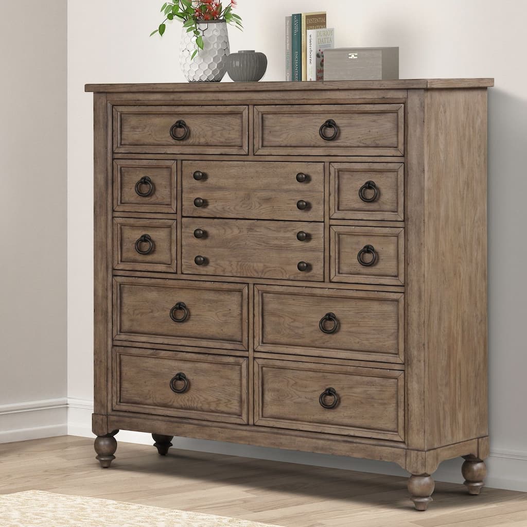 Americana Farmhouse Dusty Taupe Finish 12 Drawer Chesser