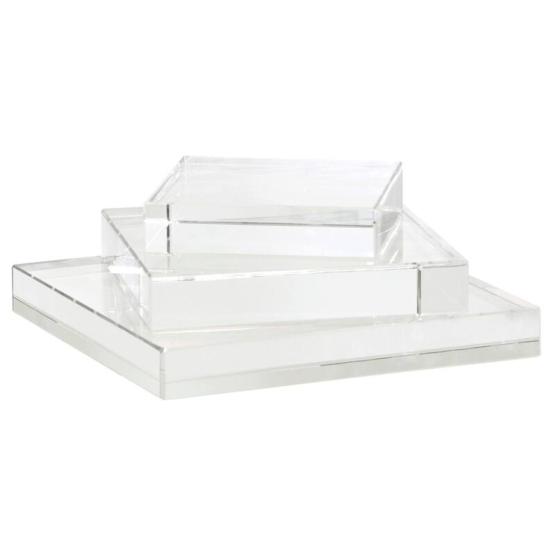 Harp & Finial Lismore Crystal Trays Risers - Set Of 3 - Clear