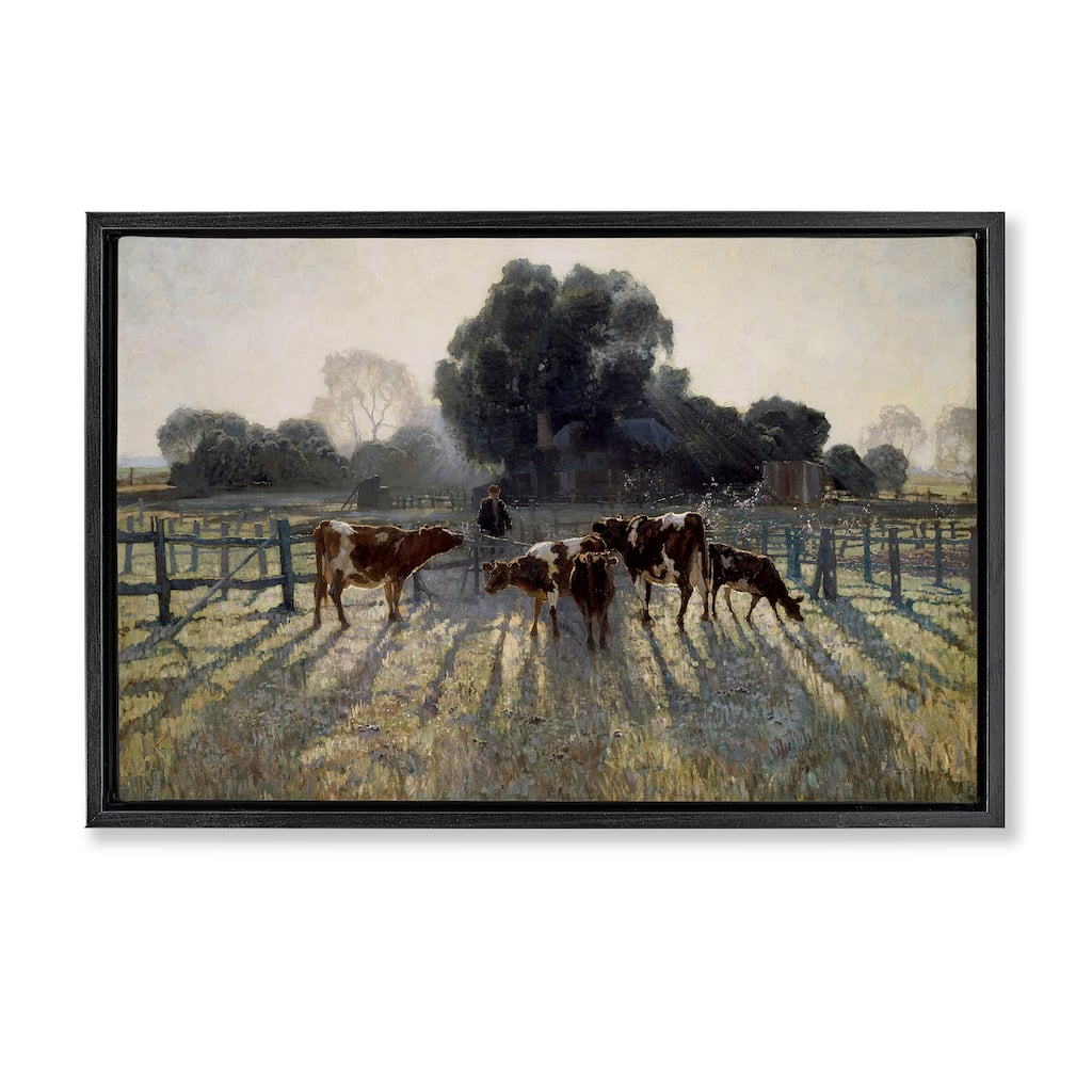 Stupell Elioth Gruner Morning Cows Framed Floater Canvas Wall Art Design By Arlington Prints