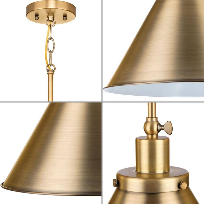 Hinton Collection One-Light Vintage Brass Modern Farmhouse Pendant - 16 in x 16 in x 14 in