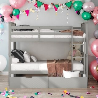 Multifunctional Bunk Bed With Storage,Full over Full Bunk Bed with Drawers and Ladder for Bedroom, Guest Room Furniture