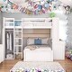 preview thumbnail 2 of 43, Full Loft Bed with a Stand-alone bed, Shelves, Desk and Wardrobe, White