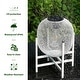 preview thumbnail 12 of 16, Glitzhome White Metal Outdoor Solar Lantern with Stand (Set of 2)