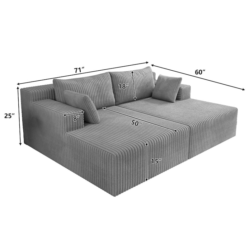 96" Cloud Sectional Couch with L-Shape Chaise,Modern Modular Sofa with Deep Seat, Upholstered Couches for Bedroom