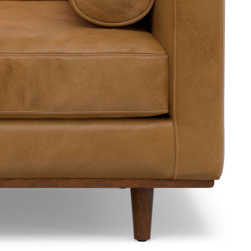WYNDENHALL Brixley 43 inch Wide Mid-Century Modern Accent Chair in Top Grain Genuine Leather - 42.9" W x 38.25" D x 34" H