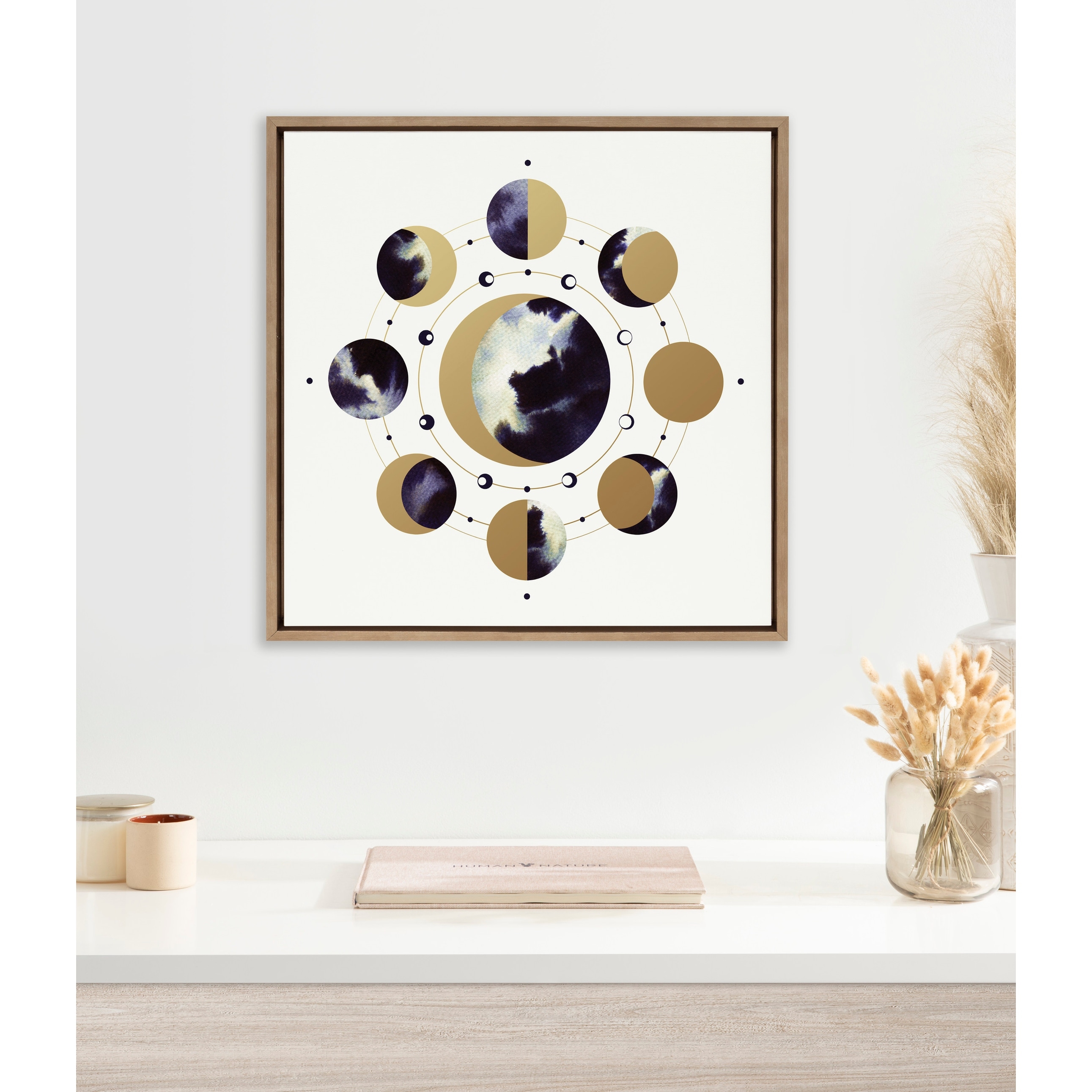 Kate and Laurel Sylvie Lunar Light Framed Canvas by Faryn Hughes