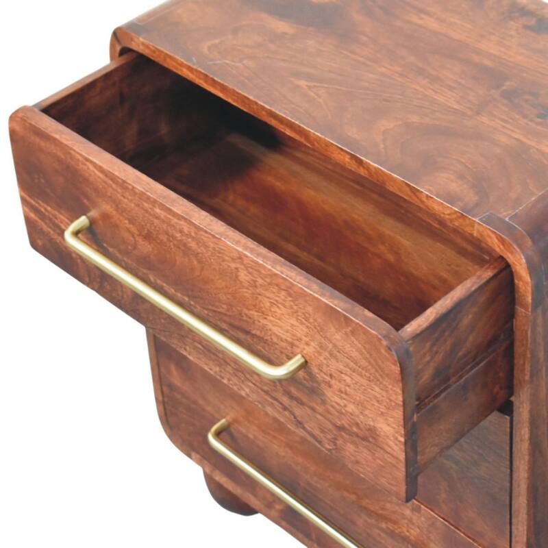 Artisan Furniture Solid Wood 3-Drawer Rounded Chest, Brown, 3-Drawers - N/A