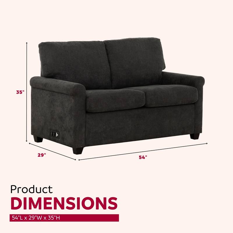 Convertible Twin Sleeper Sofa with USB Ports & Pocket Spring Support - 54" Couch Bed