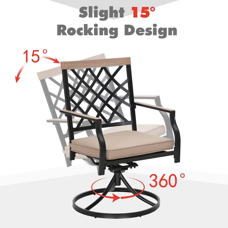 MAISON ARTS 9-Piece Patio Dining Set, 60 Inch Square Metal Table with 8 Swivel Dining Chairs