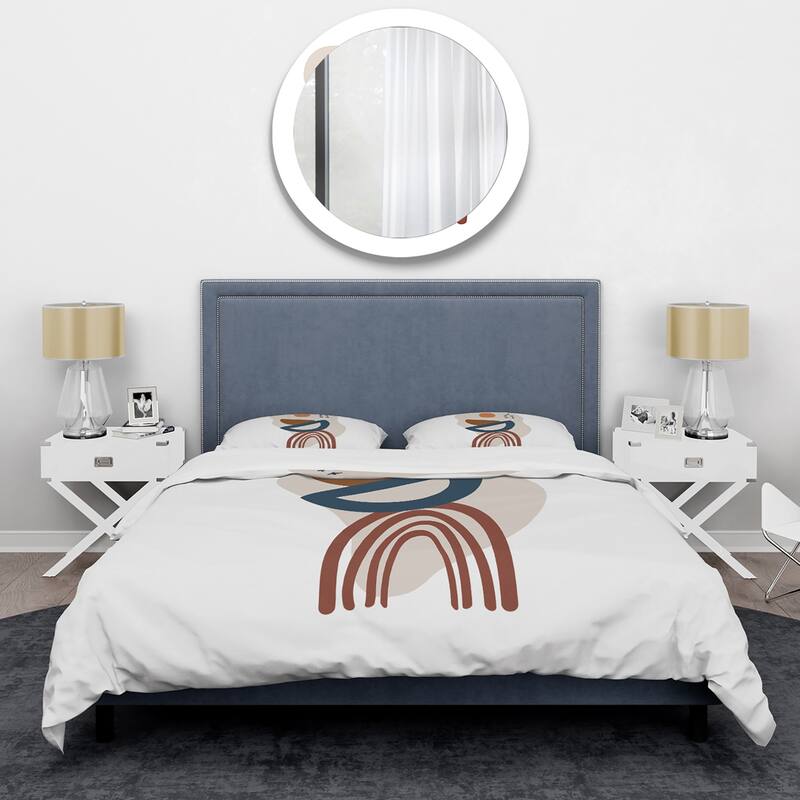 Designart 'Elementary Shapes In Terracotta Tones I' Modern Duvet Cover Set