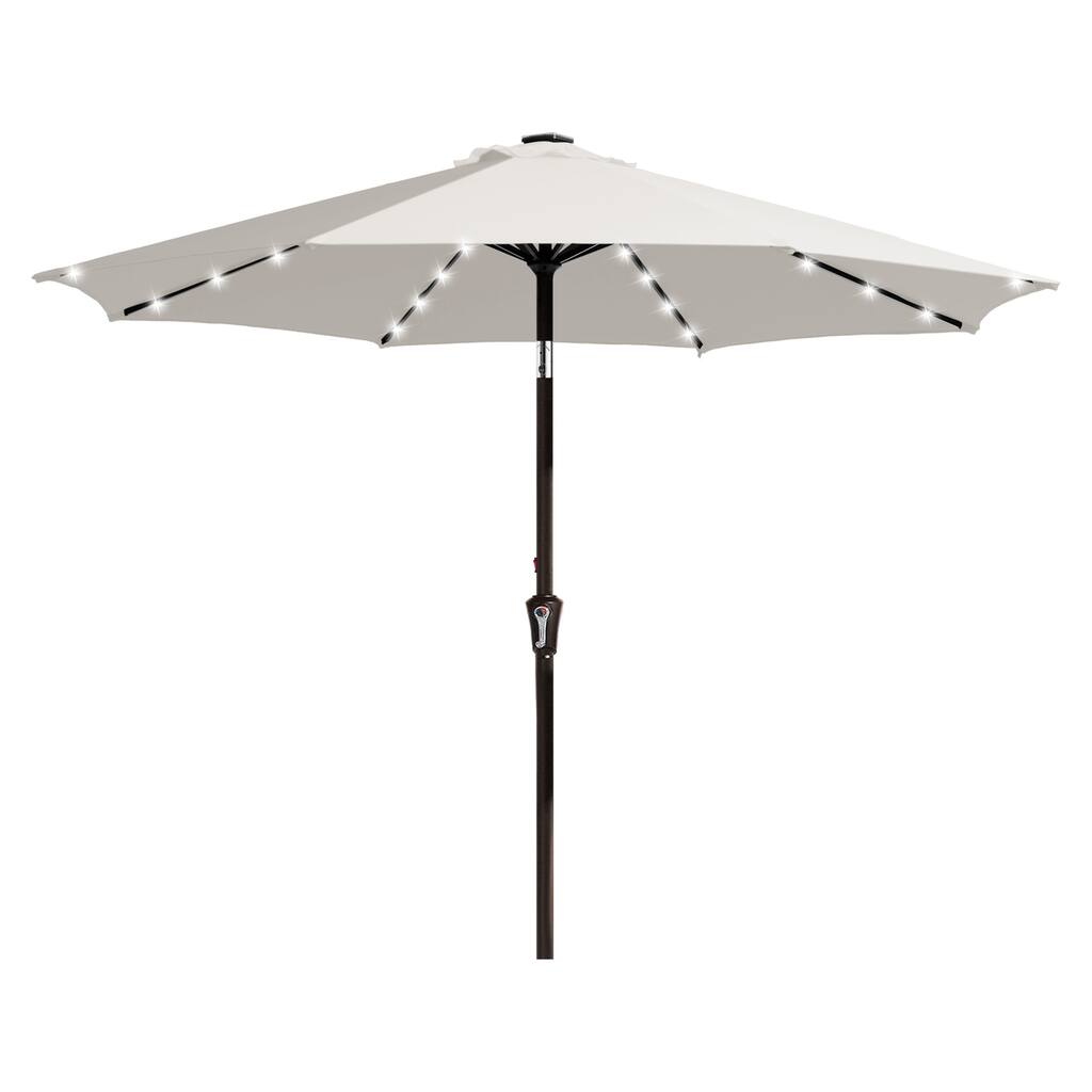 10ft Patio Market Umbrella with LED Lights,Crank & Tilt
