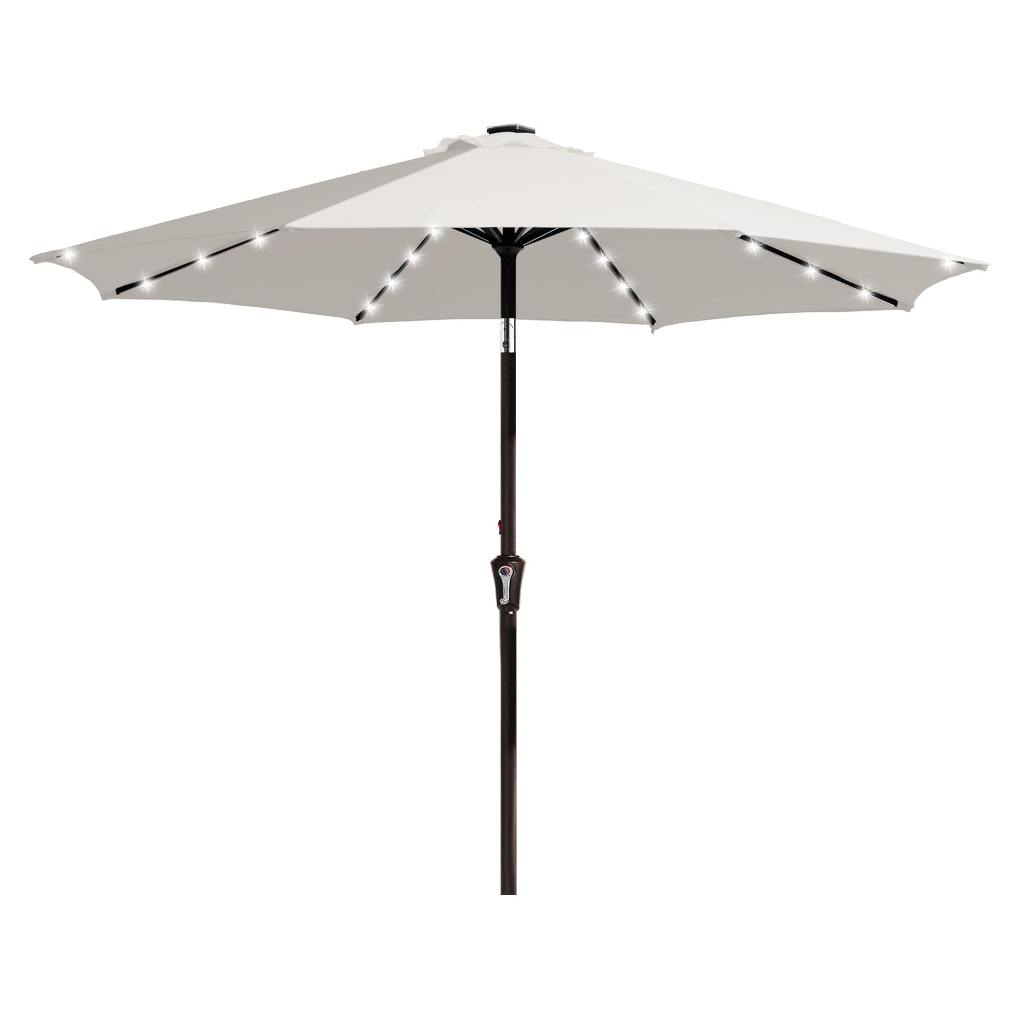 10FT Solar LED Patio Umbrella,Tilt & Crank for Deck Yard Market