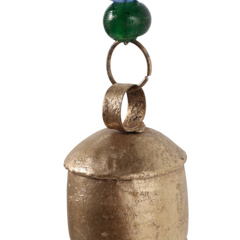 Glass Metal Bells and Windchimes Hearts Stars - 39" Gold/Blue - 7" x 2.5" x 39"