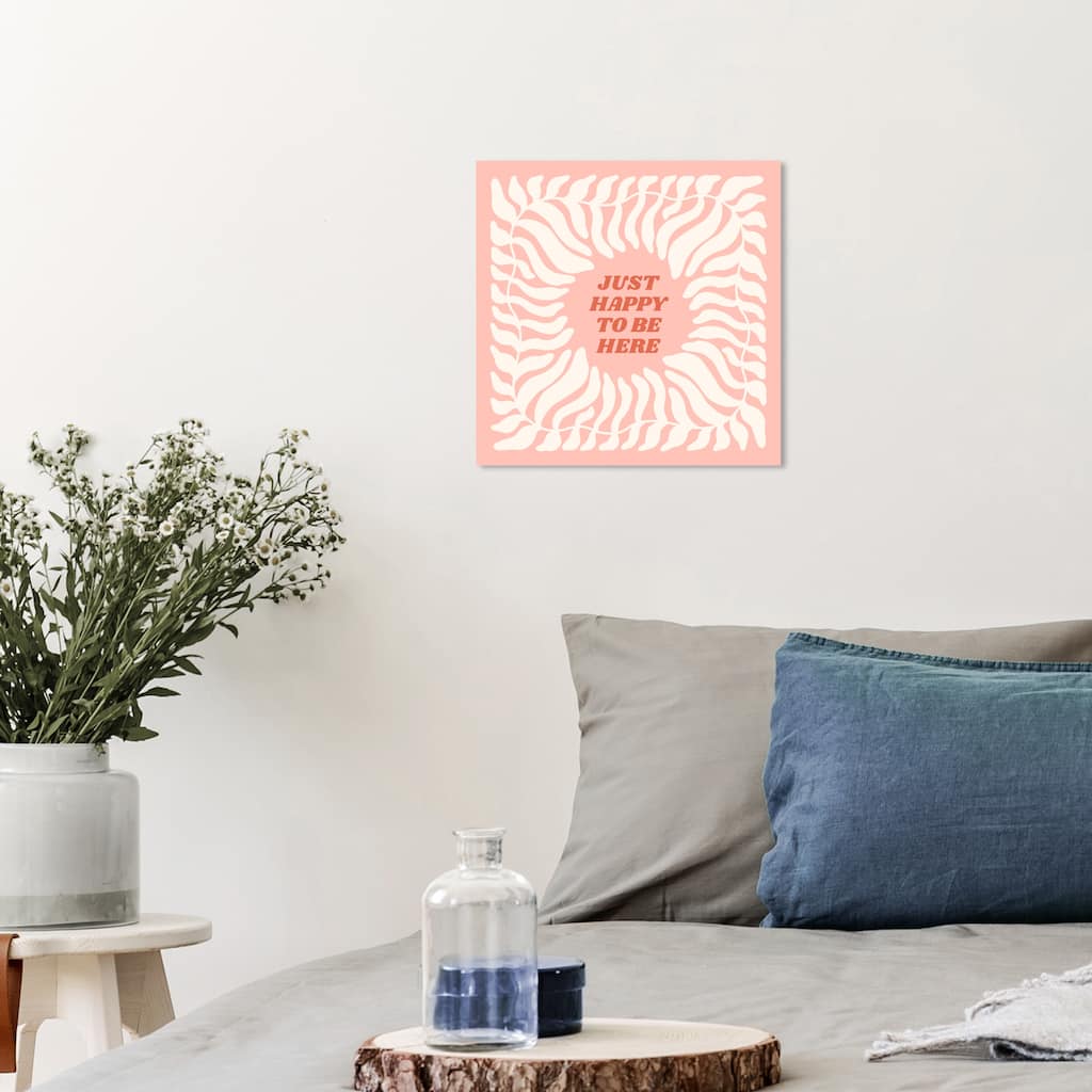 Wynwood Studio Canvas Typography and Quotes Just Happy Pink and Light Pink Modern & Contemporary Wall Art Canvas Print
