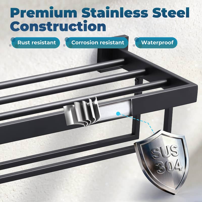 WOWOW 2-Tier Stainless Steel Bath Towel Rack