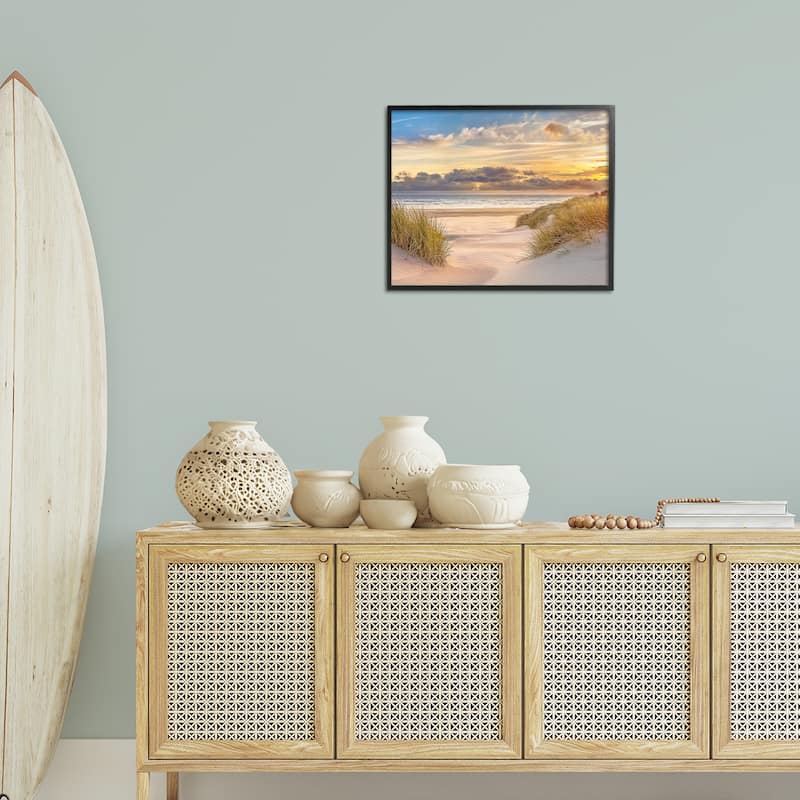 Stupell Serene Beach Between Dunes Framed Giclee Art Design By Mike Calascibetta