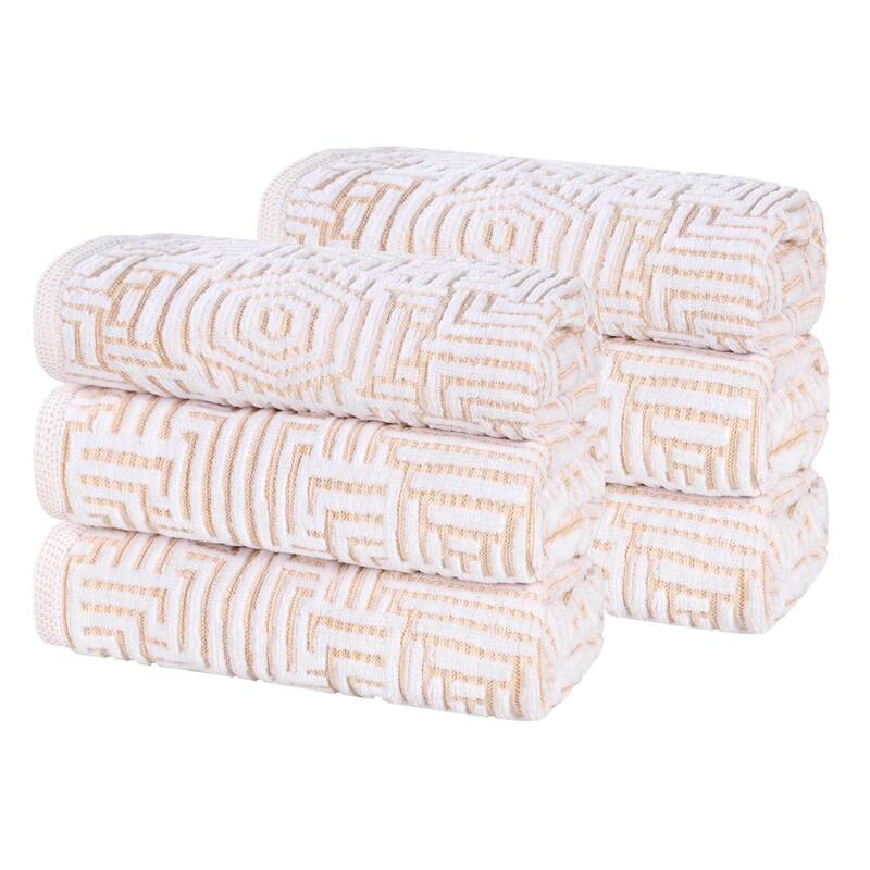 Superior Jasper Cotton Modern Geometric Jacquard Hand Towel Set of 6