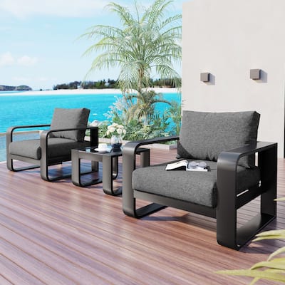 Patio Conversation Set Aluminum Frame With Cushion (Set of 3)