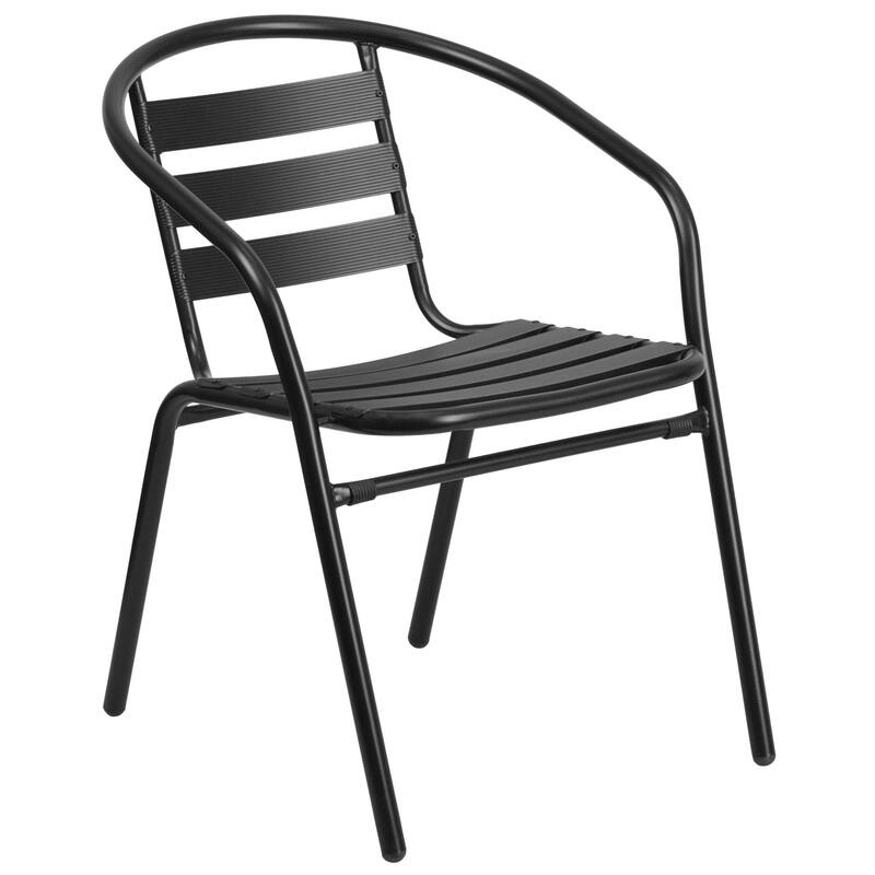 5 Piece Patio Dining Set - Glass Table, 4 Flex Stack Chairs