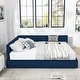 preview thumbnail 47 of 53, L Shaped Upholstered Tufted Bed Frame, Storage Sofa Bed Frame with 2 Drawers, Queen Size Velvet Fabric Daybed, Wood Slat Support Dark Blue - Queen