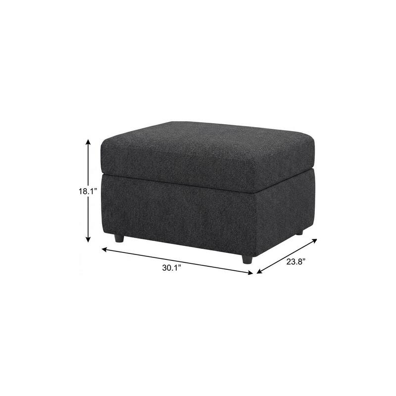 HomeRoots 30" Gray and Black Chenille Storage Ottoman